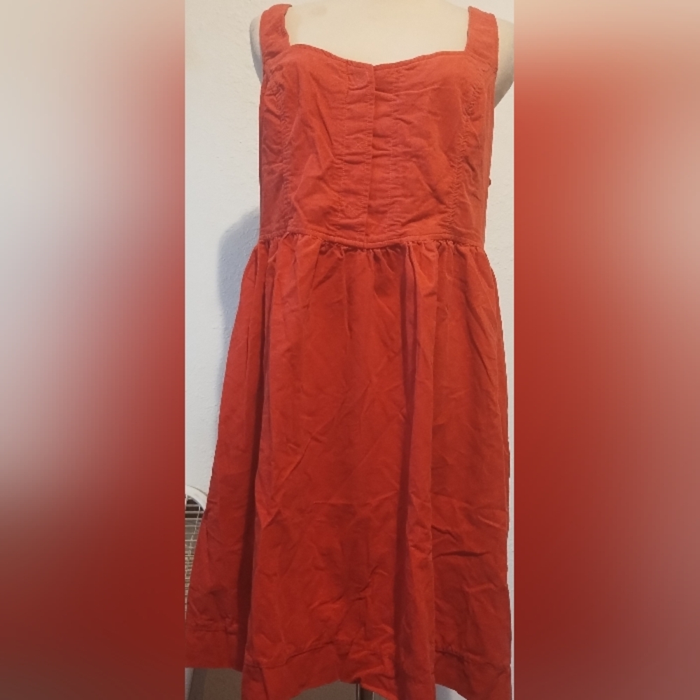 Maeve Terracotta Red Sleeveless Cotton Midi Dress